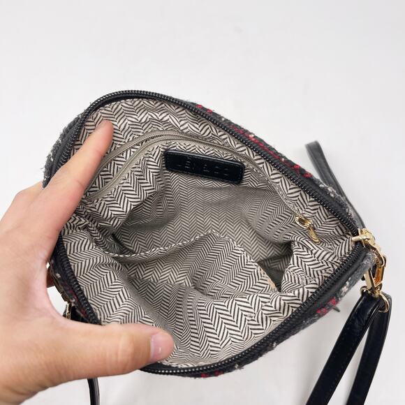 Jen & Co Black Gray Red Izzy Plaid Crossbody Bag Vegan Leather Zip Top Pockets - Picture 9 of 10